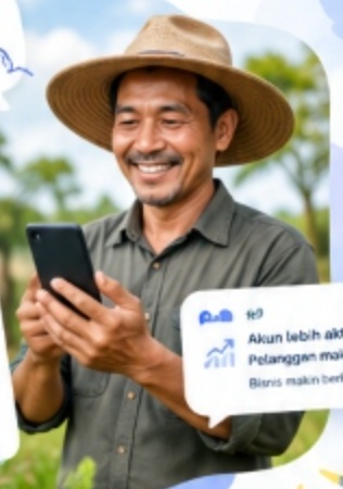 Pemilik usaha pertanian tersenyum melihat akun media sosialnya